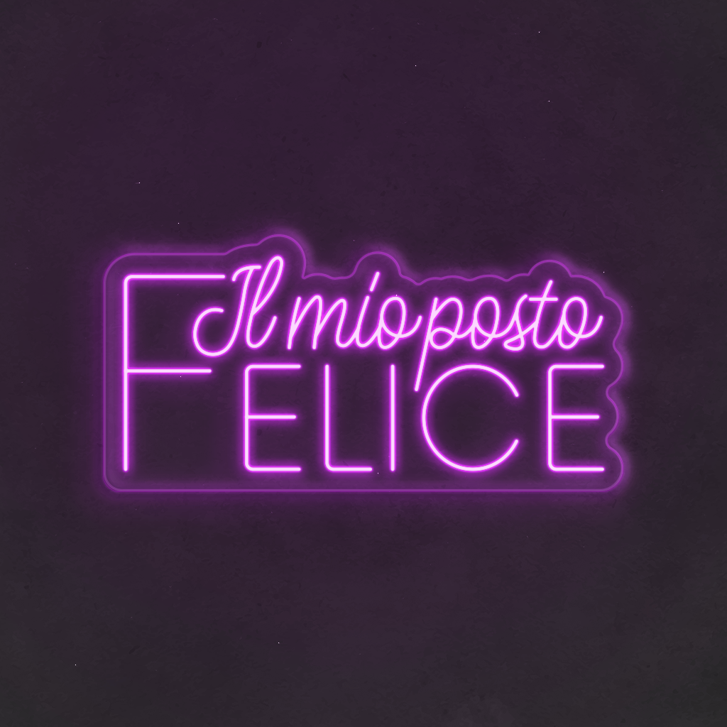 Scritta neon Il mio posto felice