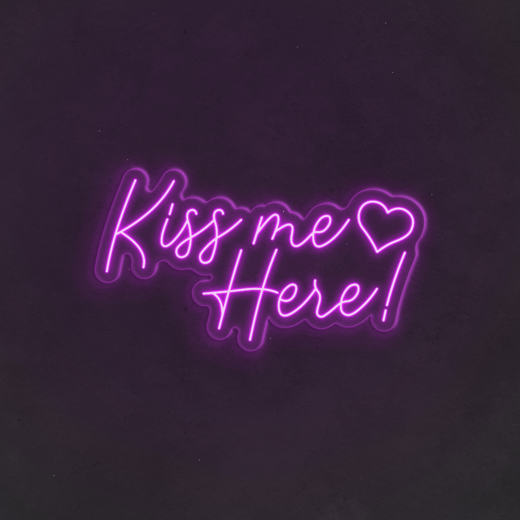 Scritta neon kiss me here