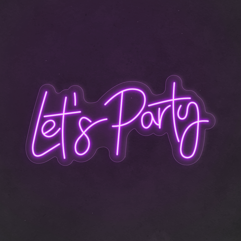 Scritta neon let's party 01
